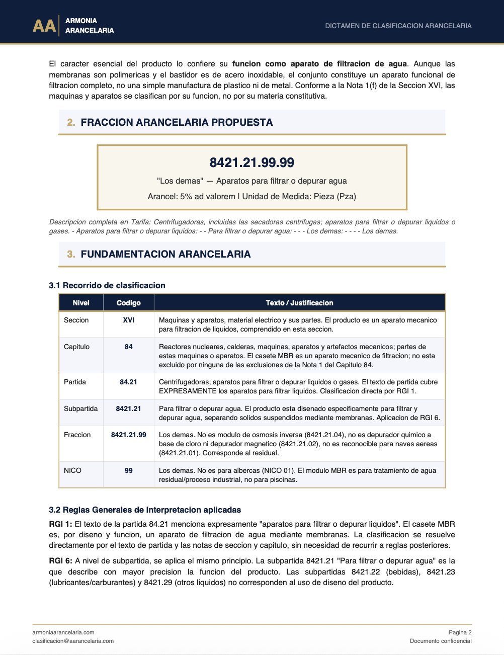Ejemplo de dictamen de clasificación arancelaria - Página 2